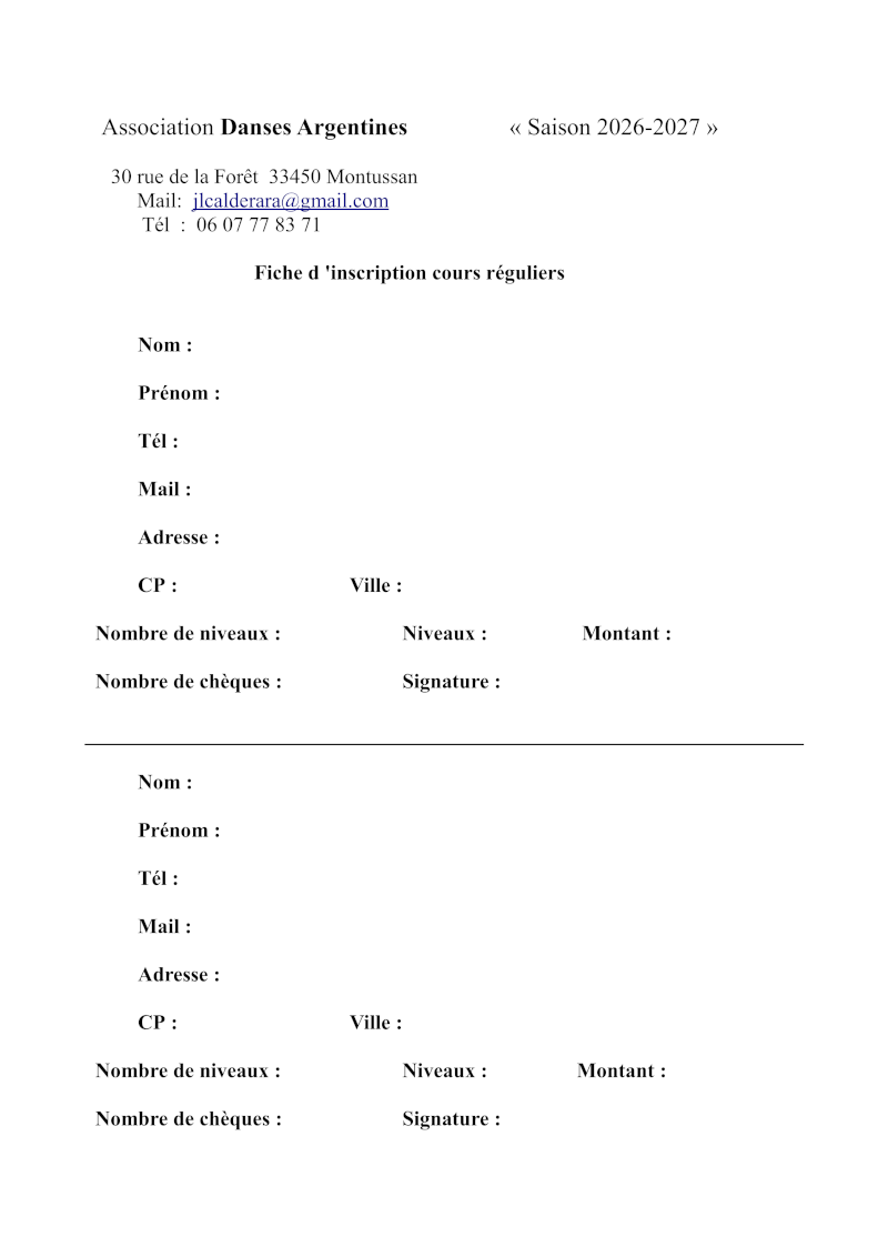 Fiche inscription